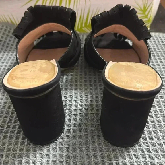 Gucci Black Suede GG Marmont Fringed Mules - Picture 3 of 6